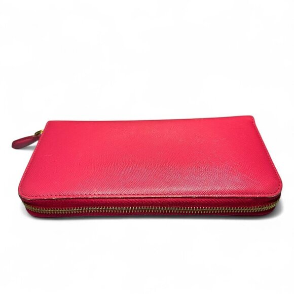 Prada Saffiano Leather Continental Zip Wallet with Bow - Peonia/Pink - Picture 5 of 14